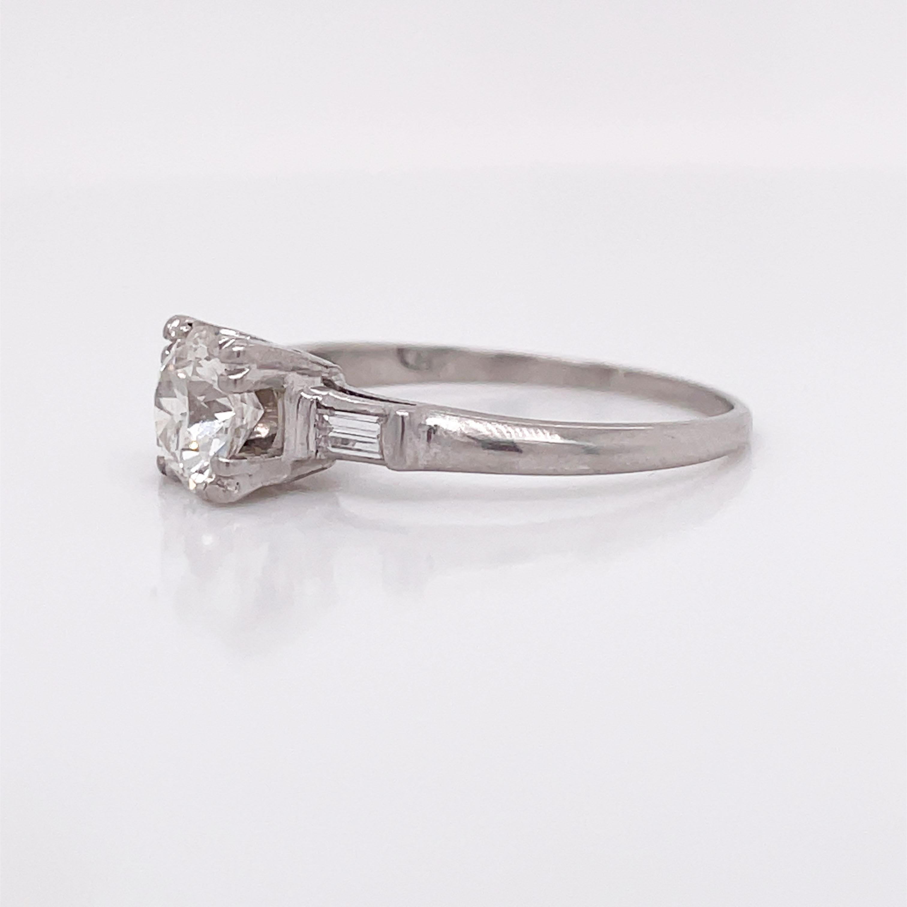 1940s Deco Platinum Diamond Engagement Ring For Sale 2