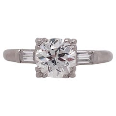 Vintage 1940s Deco Platinum Diamond Engagement Ring