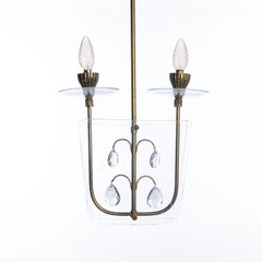 Colgante italiano de latón y cristal decorado de los años 40
