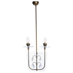 Colgante italiano de latón y cristal decorado de los años 40