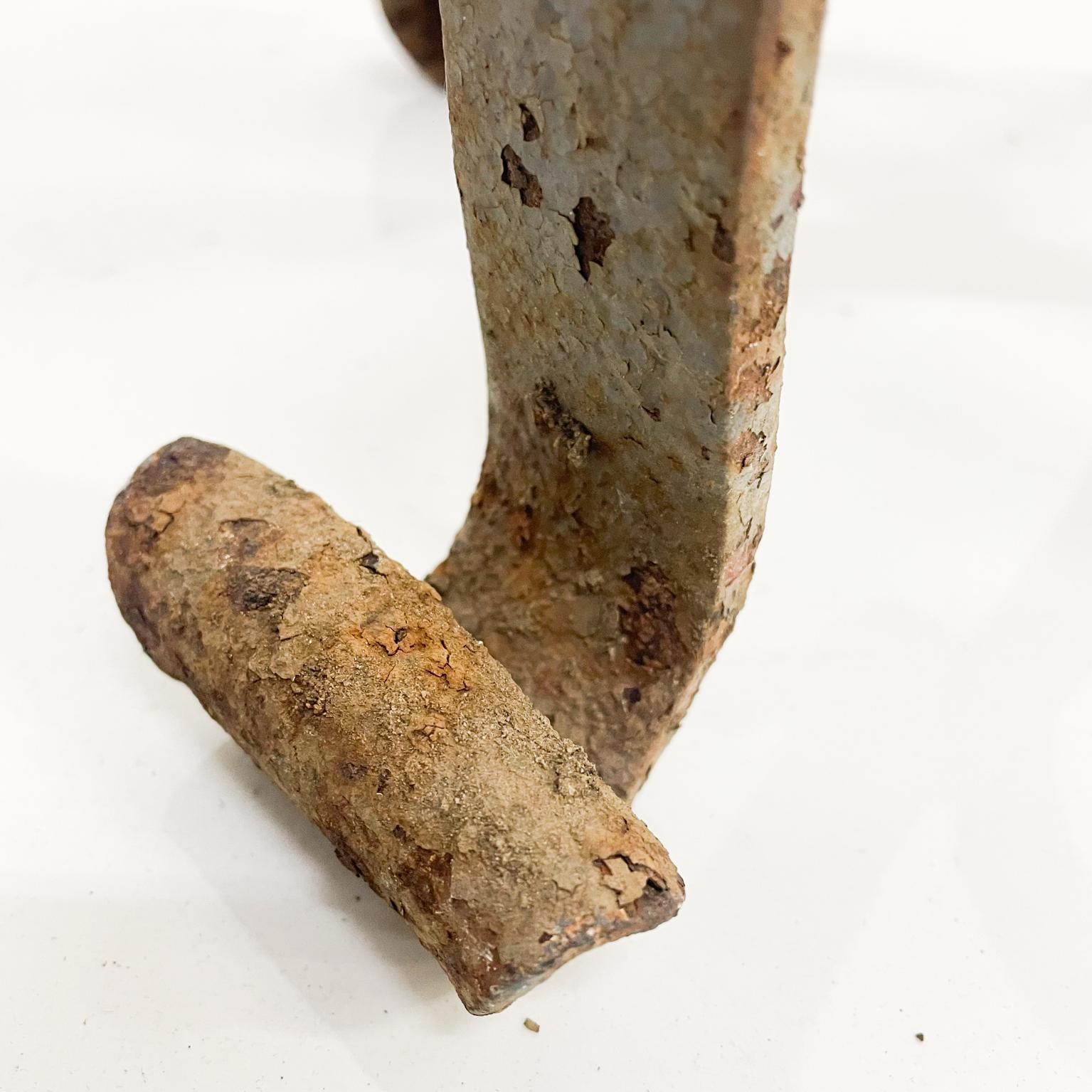 Art Deco 1940s Sculptural Distress Hand Forged Iron Floor Stand Tall Rustic Candle Holder