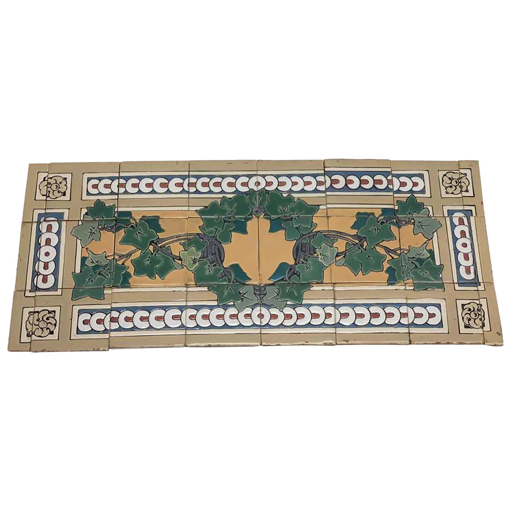 1940s Decorative Leafy Mural Floor Tile Set