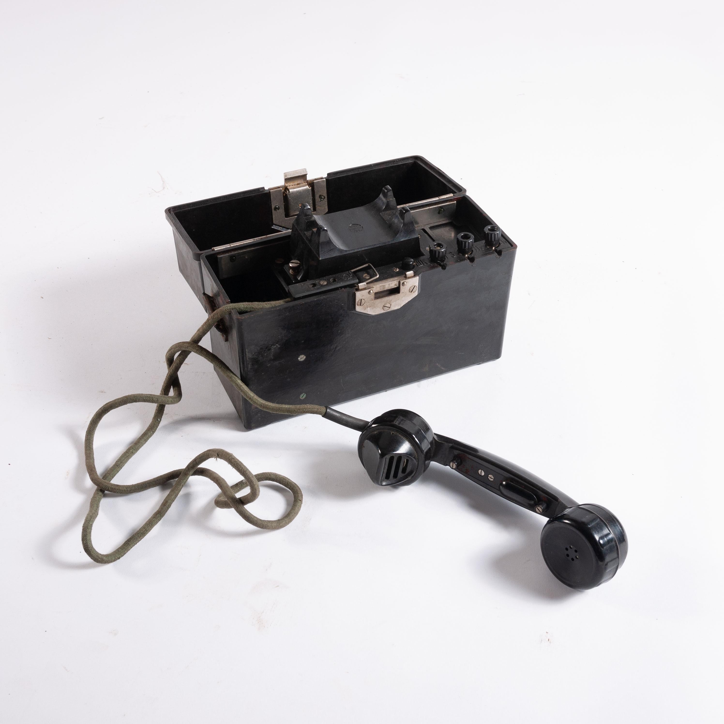 Mid-20th Century 1940s Decorative Russian Field Telephone in Original Bakelite Case