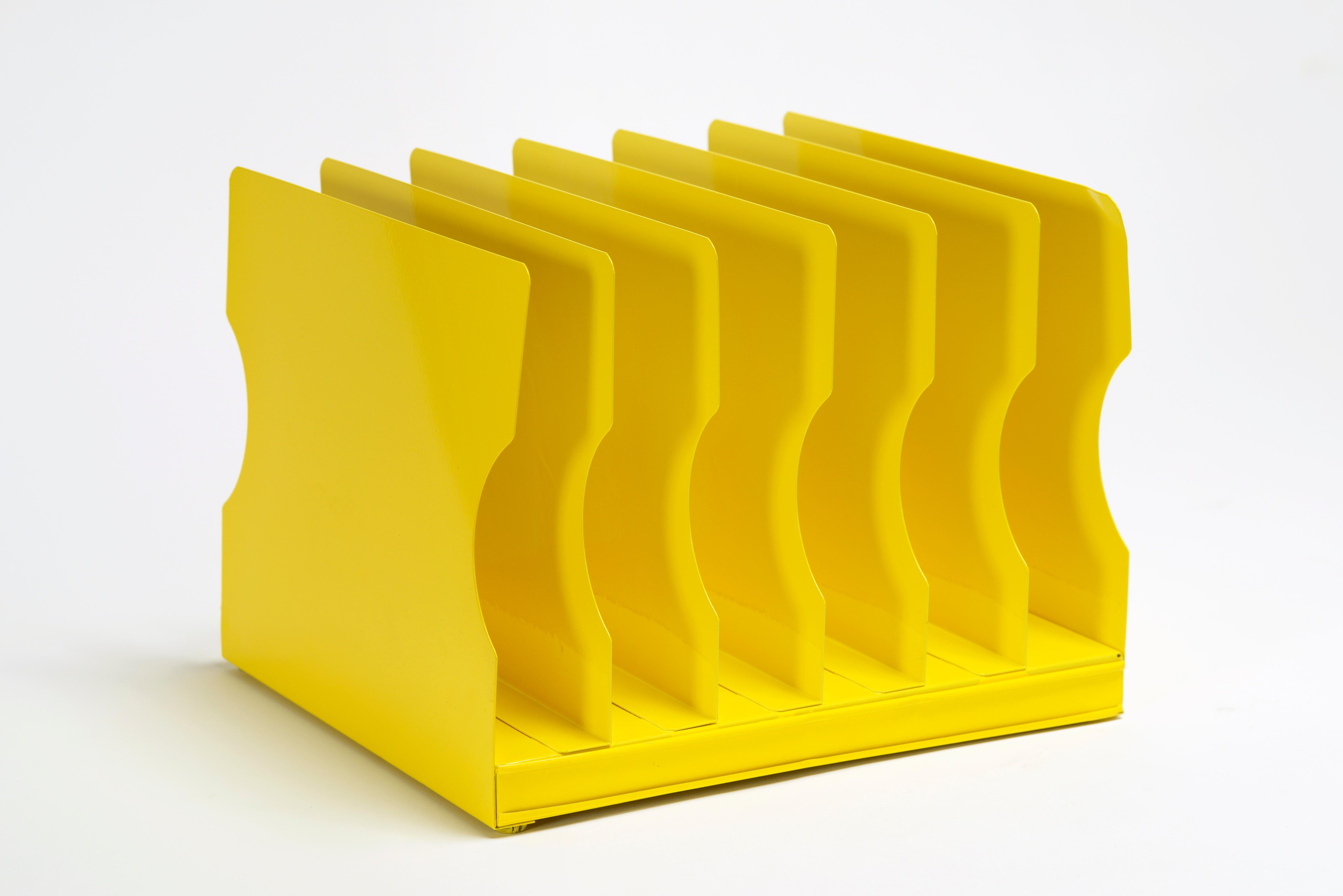 American 1940s Desktop File Holder Refinished in Mellow Yellow For Sale