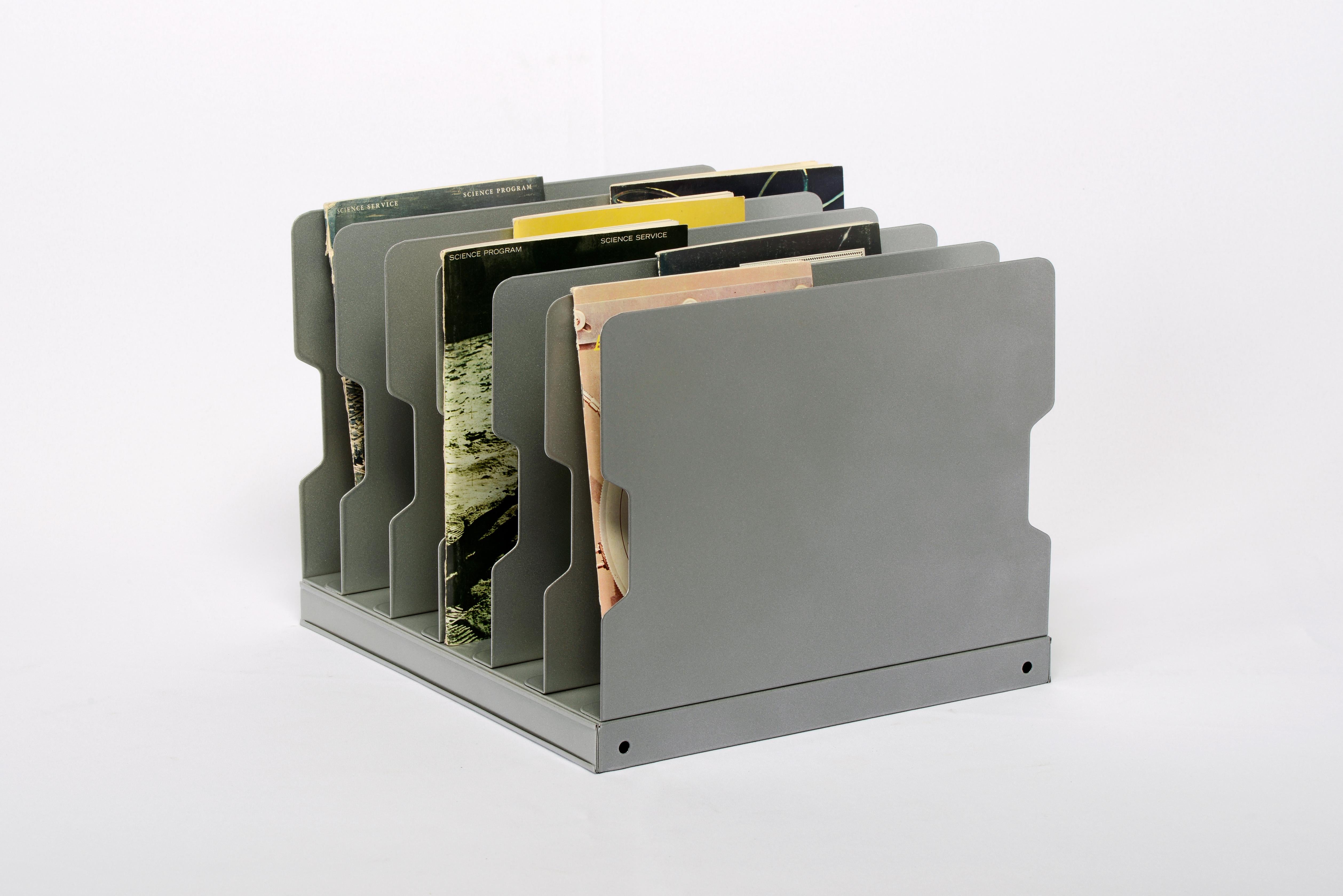 Mid-Century Modern 1940s Desktop Memo/ File Holder, Refinished in Metallic Silver