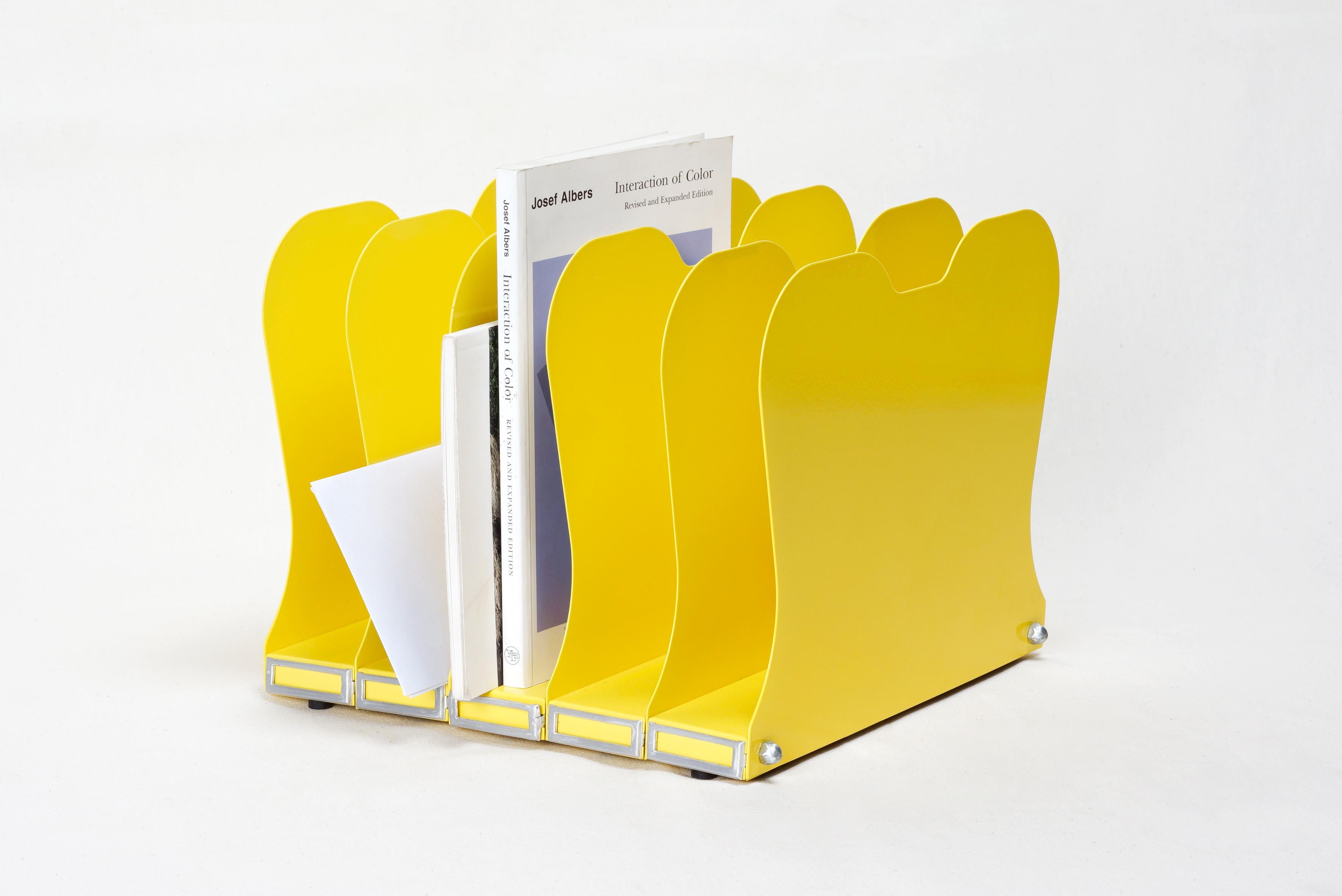 Mid-Century Modern 1940s Desktop Memo / File Holder, Refinished in Yellow