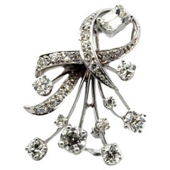 Ciondolo a spilla con diamante in oro bianco 14 carati degli anni '40