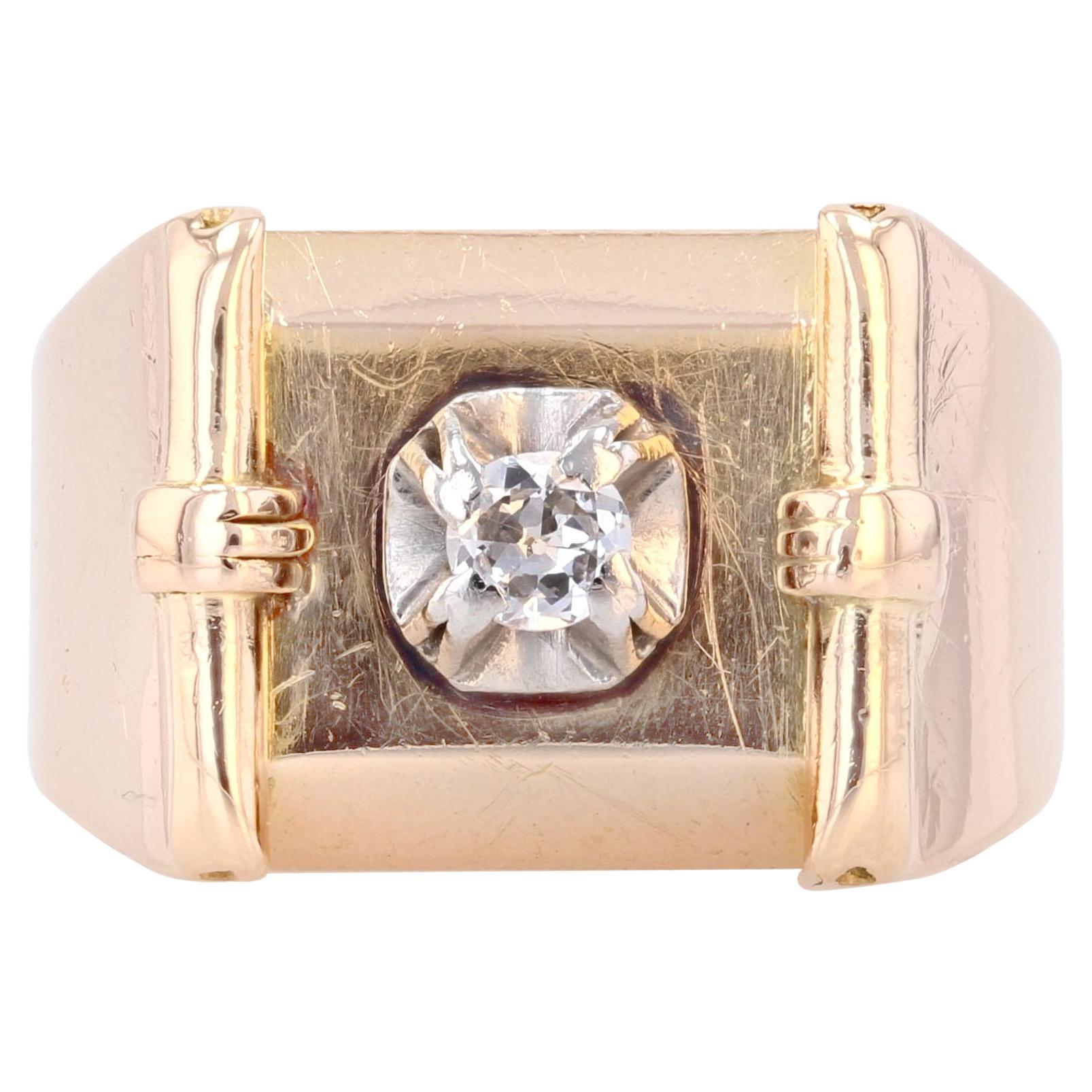 Tank-Ring aus 18 Karat Gelbgold mit Diamanten, 1940er Jahre