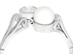 Vintage Diamond and Cultured Pearl White Gold Twist Ring