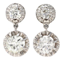 Vintage 1940s Diamond and Platinum Pendant Earrings