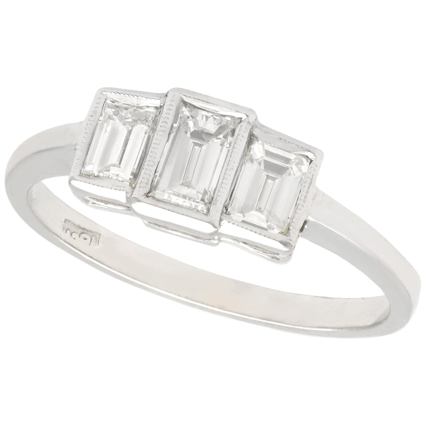 1940s Emerald Cut Diamond and White Gold Trilogy Engagement Ring at 1stDibs emerald cut