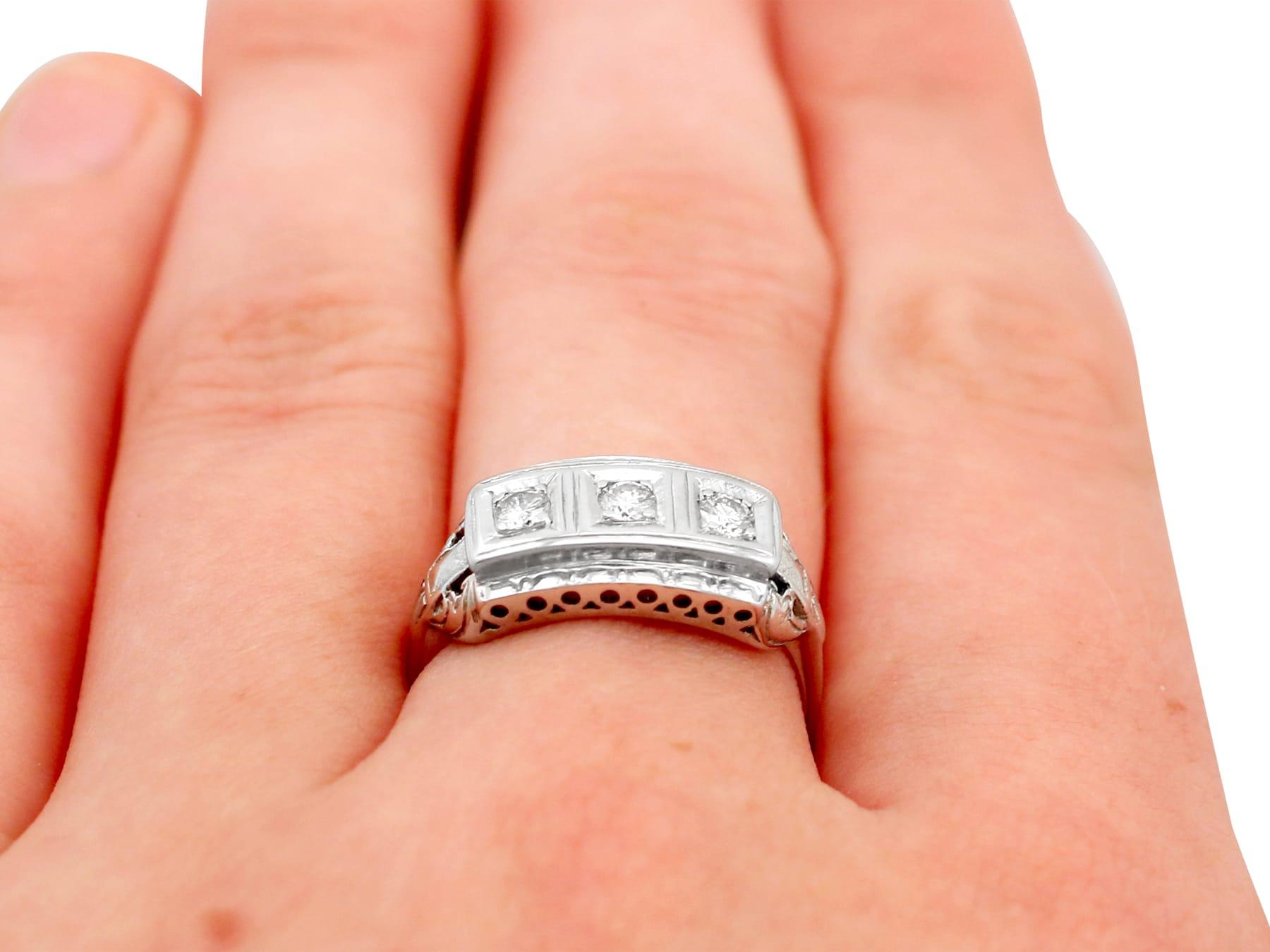 Women's or Men's 1940s Diamond and White Gold Trilogy Ring For Sale