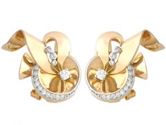 1940s, Diamond and Yellow Gold Earrings, Art Deco