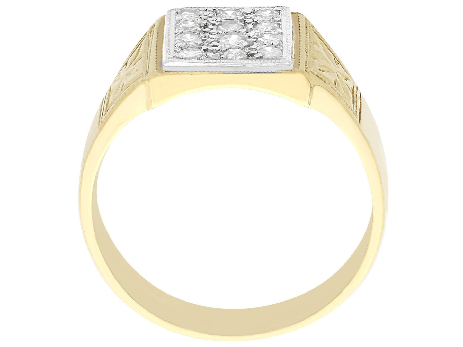 1940er Jahre Diamant und Gelbgold Siegelring für Damen oder Herren im Angebot