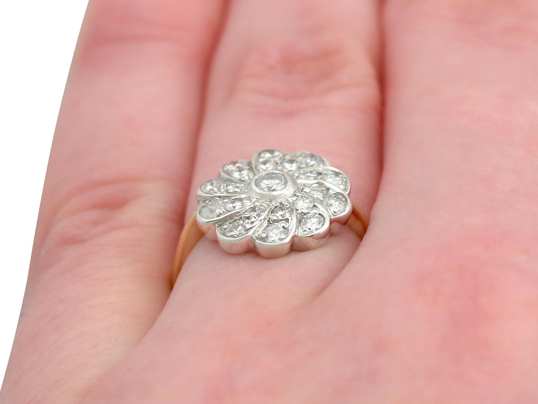 1940s Diamond and Yellow Gold Floral Cluster Ring For Sale 3