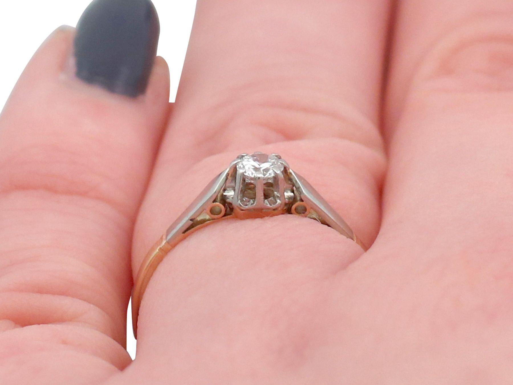 1940s Diamond and Yellow Gold Solitaire Engagement Ring For Sale 1