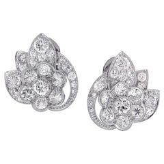 1940s Diamond Cluster Floral Earrings