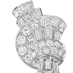 Faraone Boucles d'oreilles à éventail et pompon en diamants des années 1940