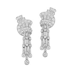 1940s Diamond Fan and Tassel Earrings by Faraone