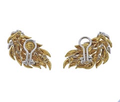 1940s Diamond Gold Cocktail Earrings