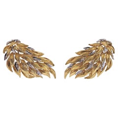 1940s Diamond Gold Cocktail Earrings