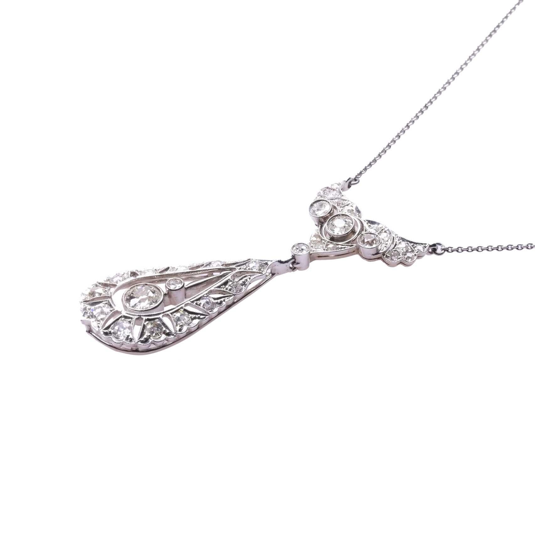 Collana di diamanti del 1940 in oro bianco In condizioni buone in vendita a Milano, MI