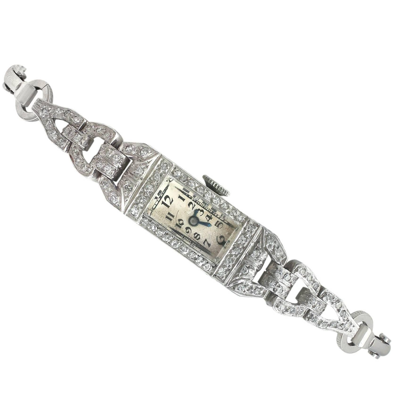 1940s Diamond Platinum and White Gold Cocktail Watch