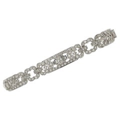 1940's Diamond Platinum Antique Estate Link Art Deco Style Link Bracelet 