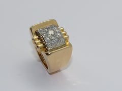 1940s Diamond "Pont" Platinum and Gold Cocktail Ring