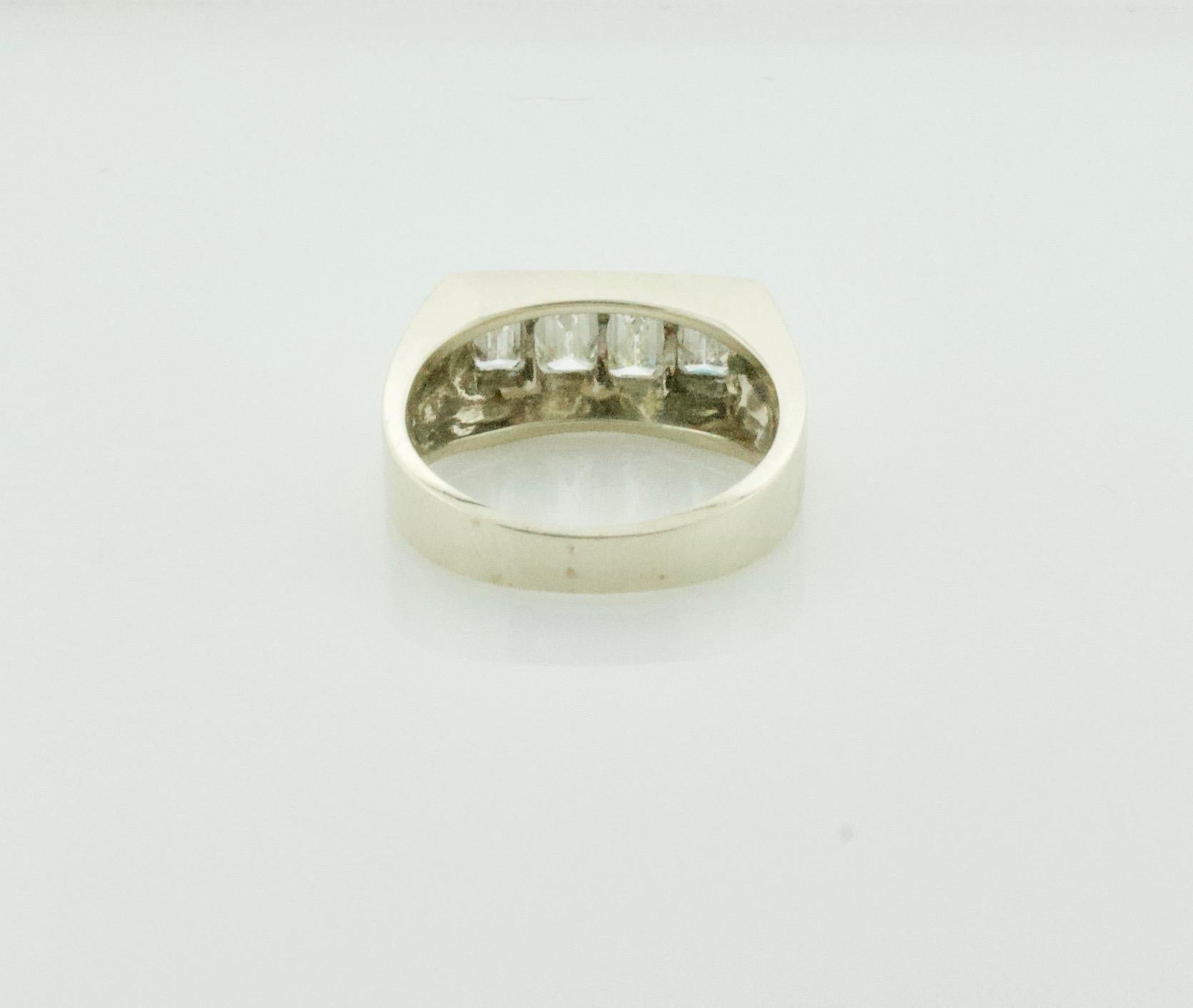 1940s Diamond Ring 1.20 Carat of Emerald Cuts In Excellent Condition In Wailea, HI