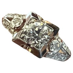 1940s Diamond Two Tone Engagement Ring