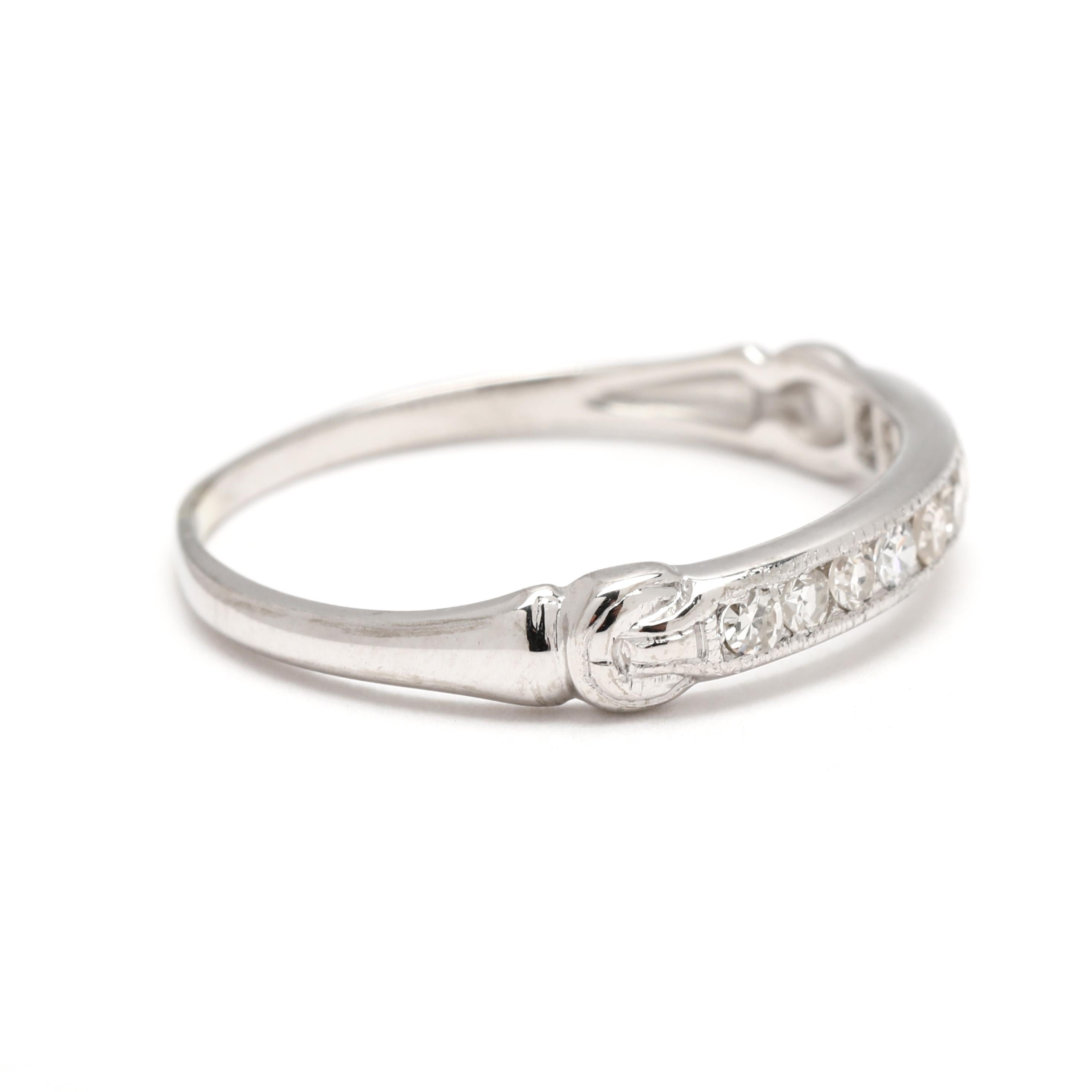 Stones:
diamonds, 10 stones
single cut
1.6 mm
approximately .16 total carats
F-G color, VS2-SI1 clarity

Ring Size 6.75

Rise Off Of Finger: 1.7 mm

Width: 3.4 mm

Weight: 1 dwts. / 1.5 grams

Stamps: 18k (tested)

SKU: R3715

A Couple Of Things to