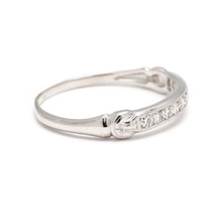 Fascia nuziale con diamante degli anni '40, oro bianco 18 carati, misura 6,75