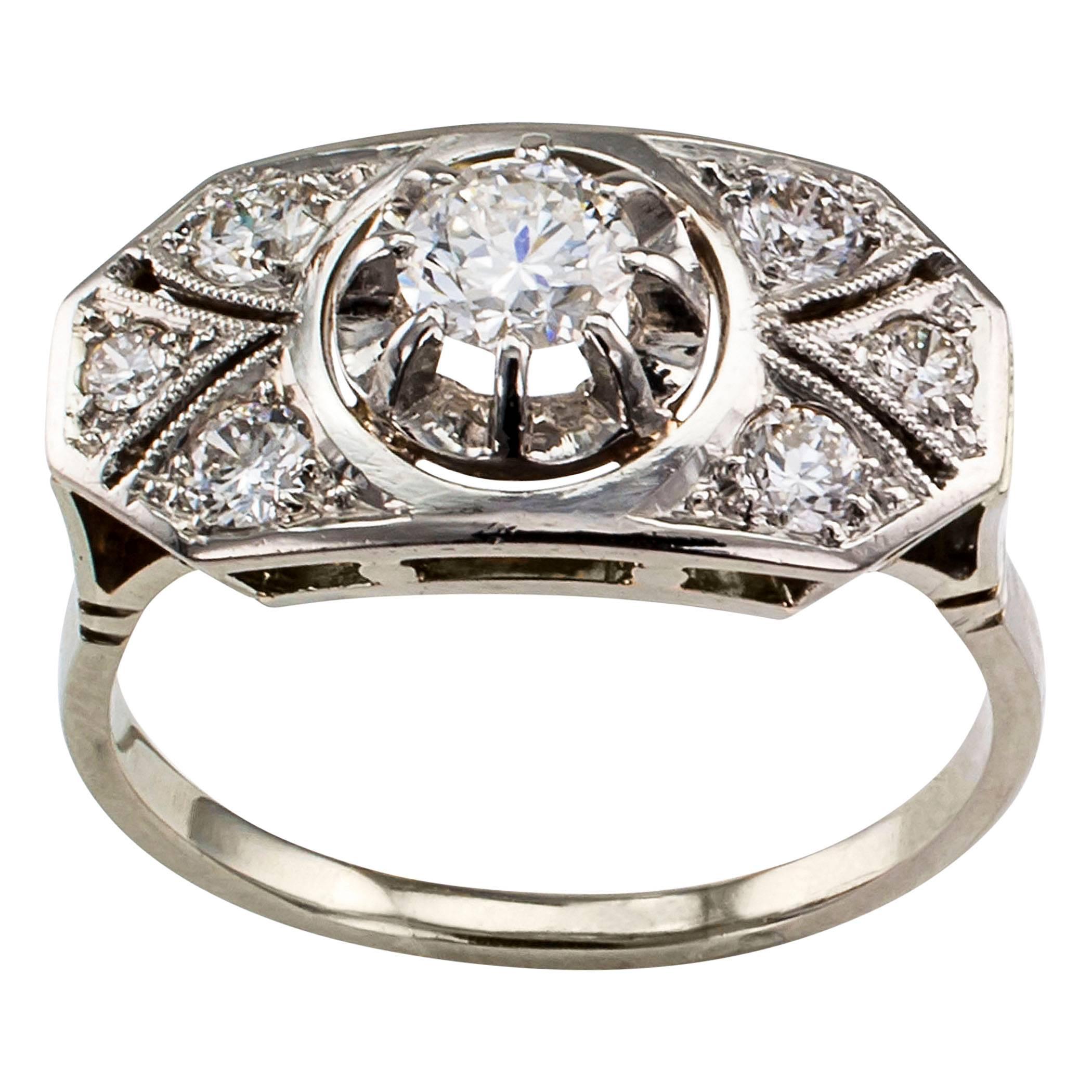 1940s Diamond White Gold Engagement Ring