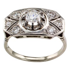 Vintage 1940s Diamond White Gold Engagement Ring