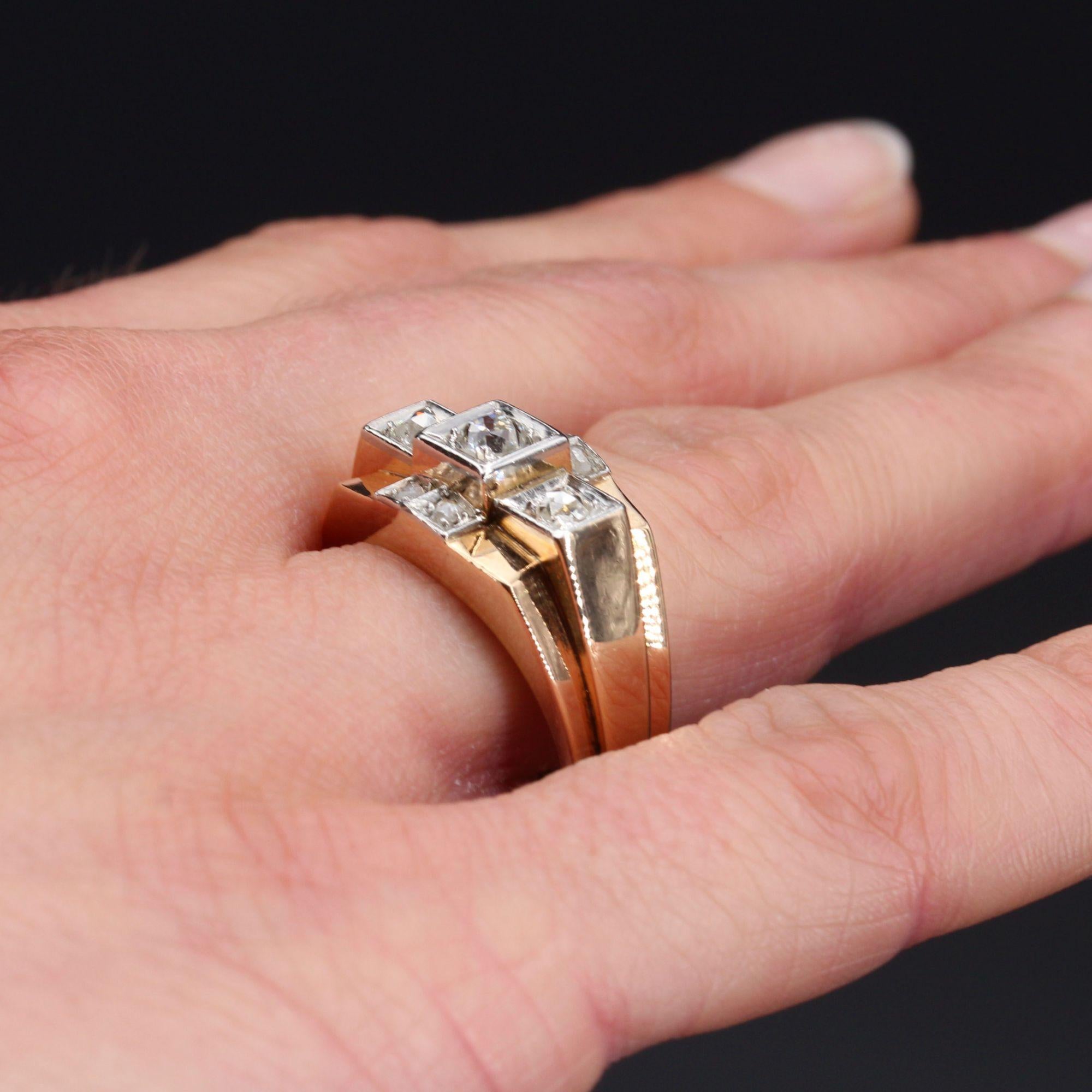 1940 Diamantes Anillo Puente Tanque Oro Rosa 18 Kilates en venta 4