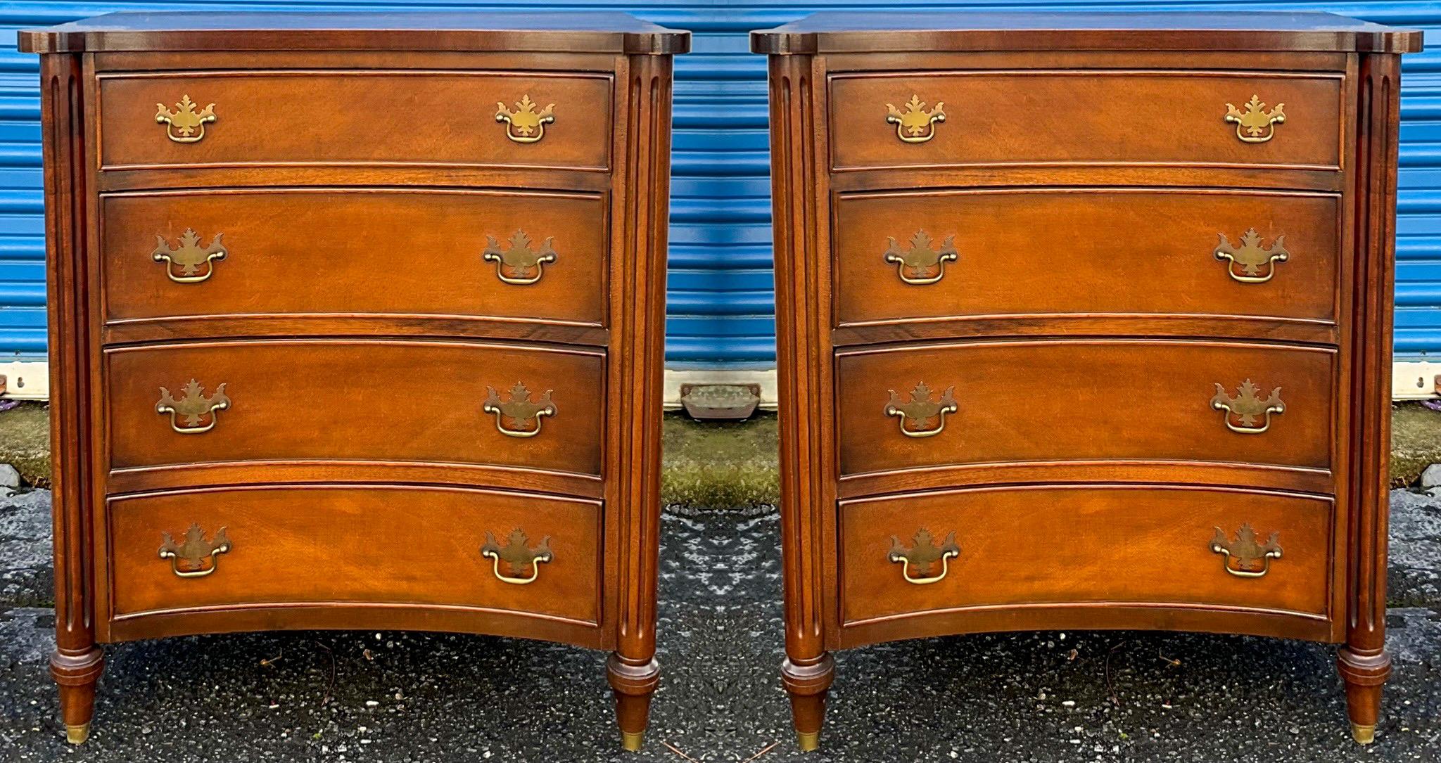 Brass 1940s Diminutive Chinese Chippendale Style Mahogany Chests by Schell, Pair