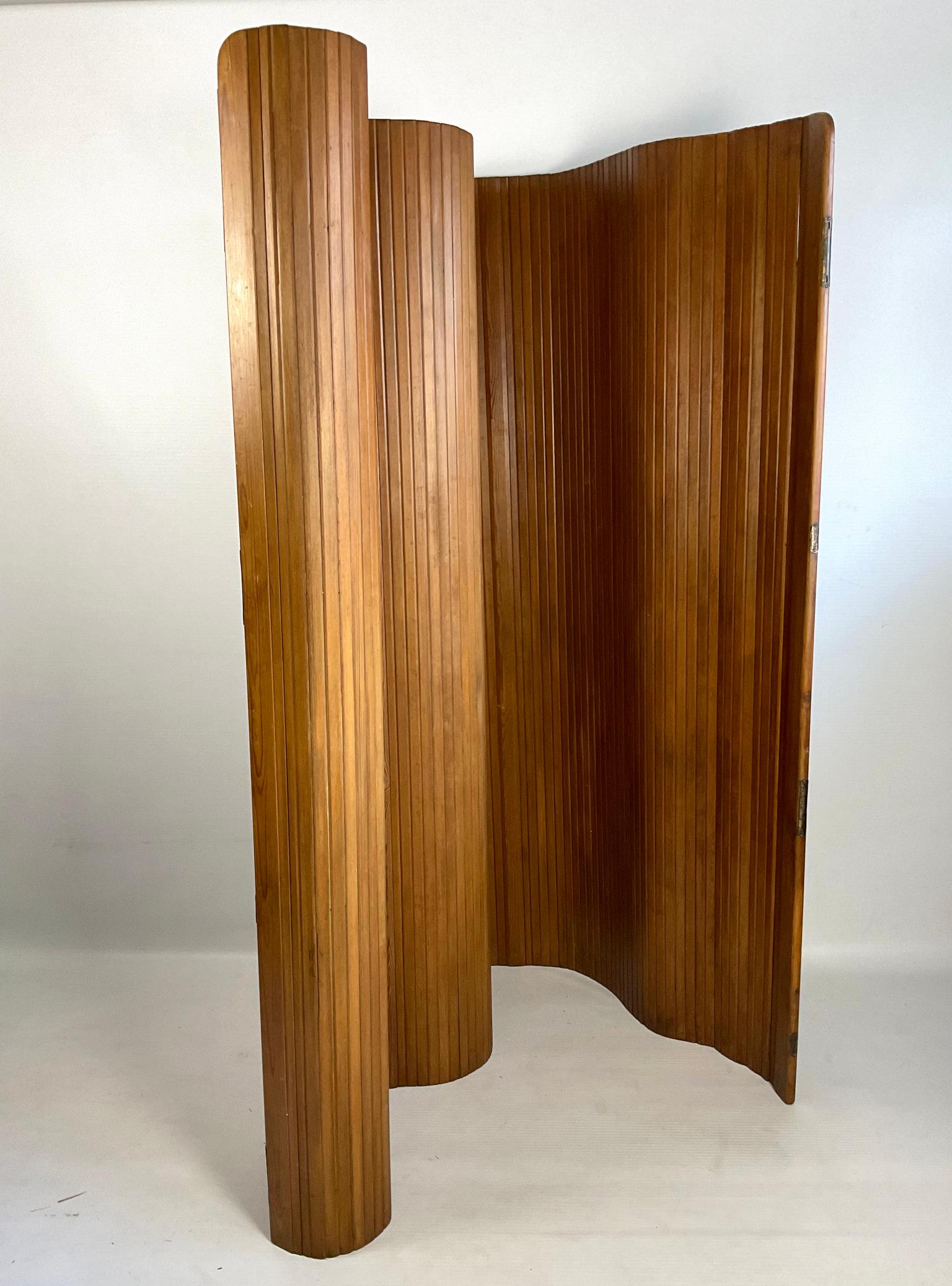 1940s Divider Screen in Stained Pine by Baumann Paris 5