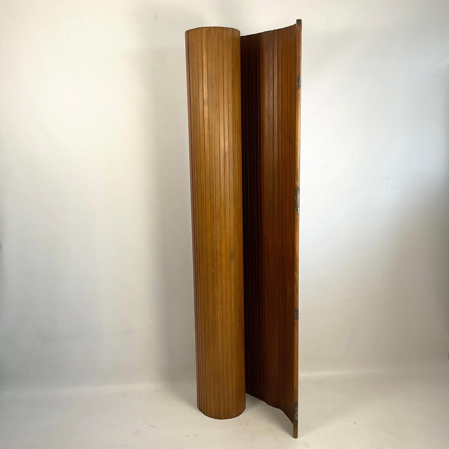 French 1940s Divider Screen in Stained Pine by Baumann Paris