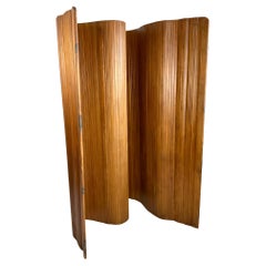 Vintage 1940s Divider Screen in Stained Pine by Baumann Paris