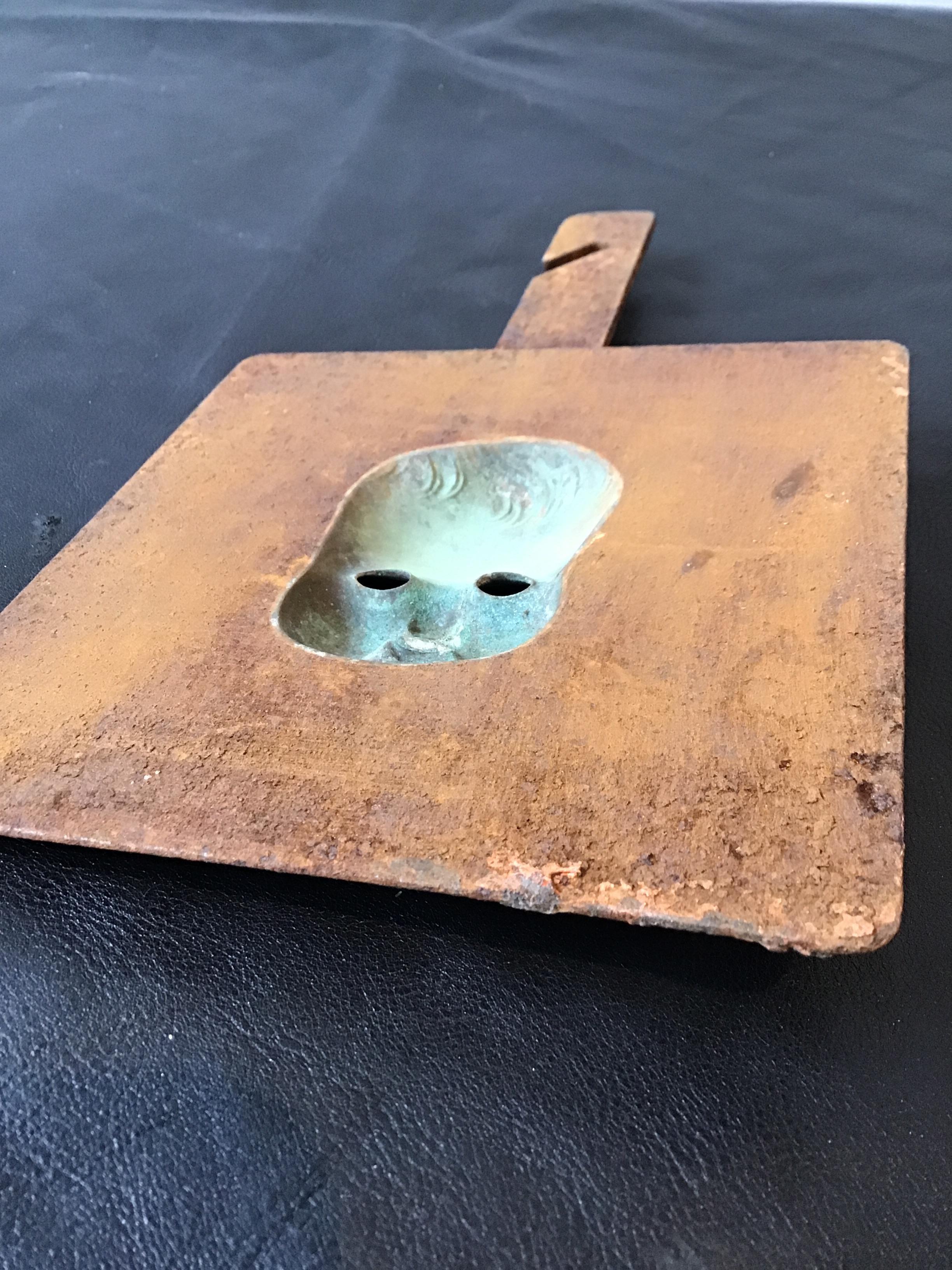 Iron 1940s Doll Mold of a Baby Face For Sale