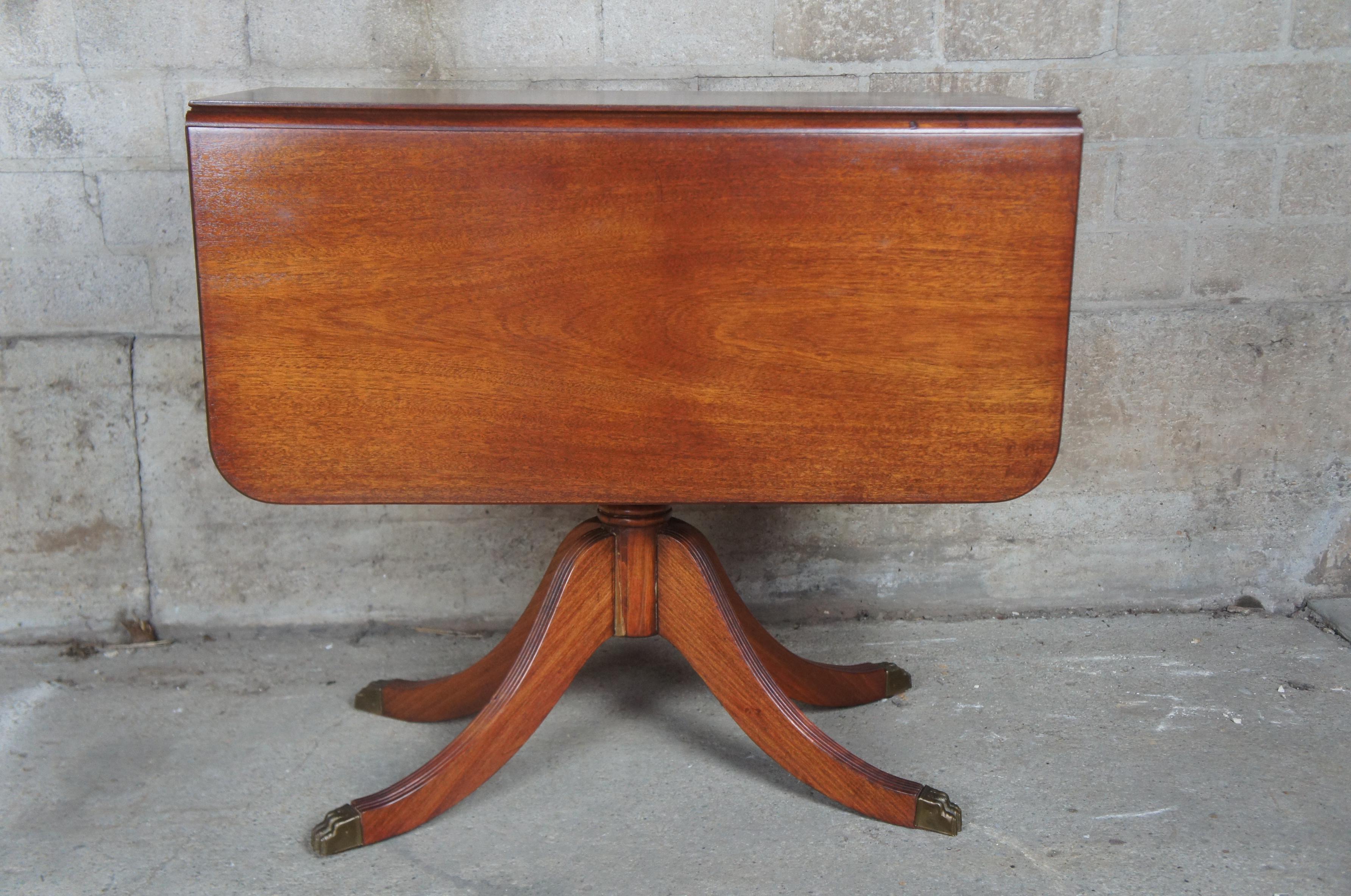 Sheraton 1940s Duncan Phyfe Mahogany Drop Leaf Breakfast Dining Table Console Paw Foot 