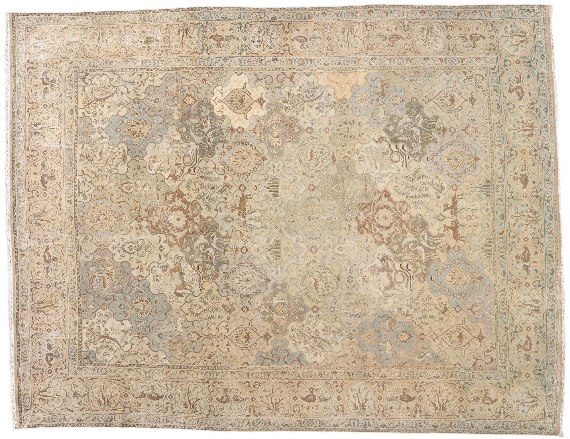 Tappeto Tabriz persiano anni '40, tonalità terra, stile moderno e tradizionale in vendita 2
