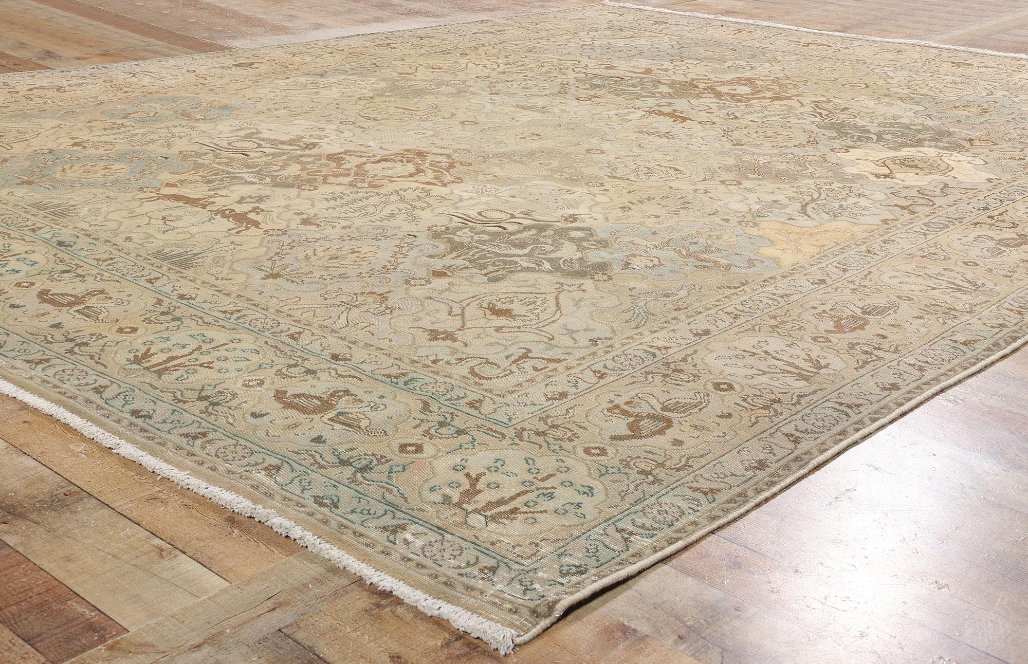 XX secolo Tappeto Tabriz persiano anni '40, tonalità terra, stile moderno e tradizionale in vendita