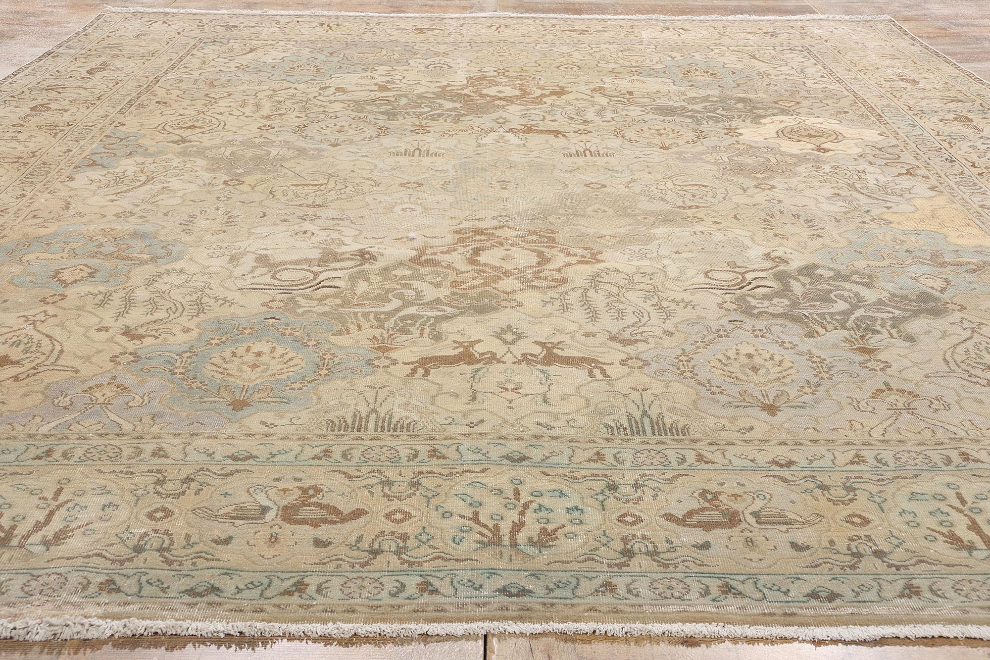 Lana Tappeto Tabriz persiano anni '40, tonalità terra, stile moderno e tradizionale in vendita