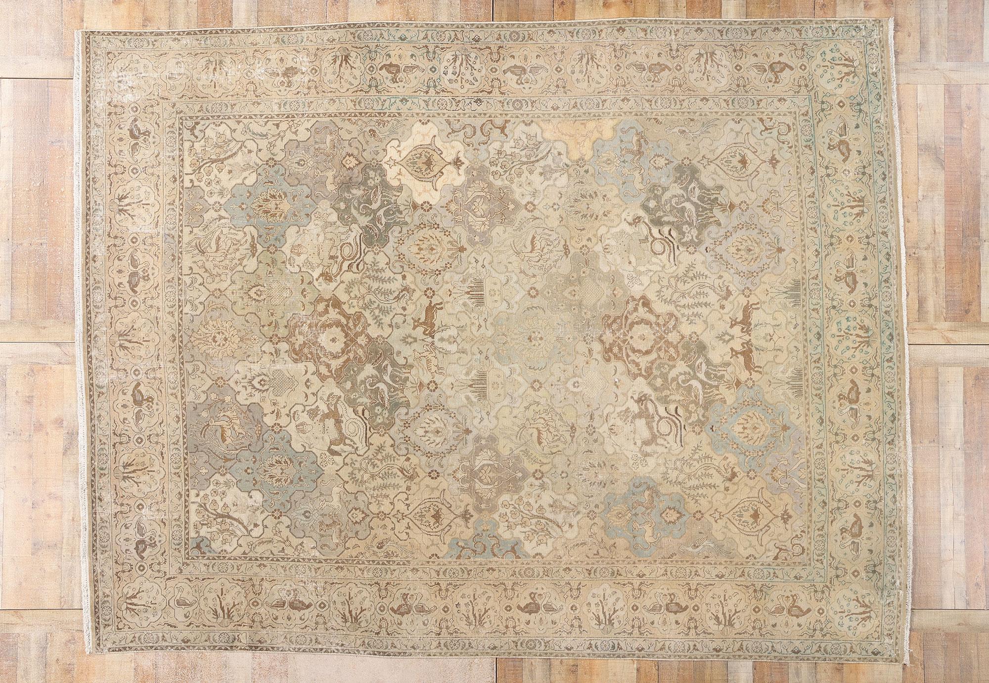 Tappeto Tabriz persiano anni '40, tonalità terra, stile moderno e tradizionale in vendita 1