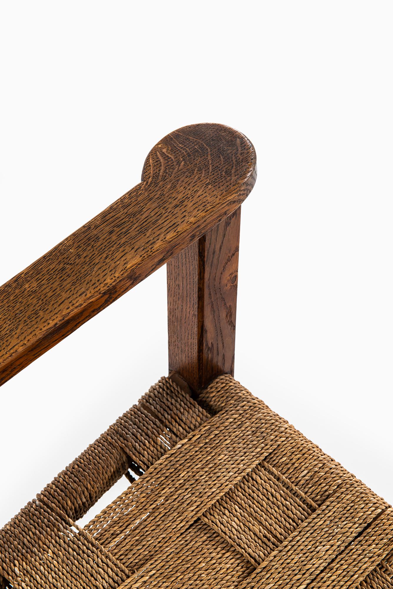 Mid-20th Century 1940s Easy Chairs in Oak and Hemp String