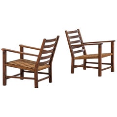 1940s Easy Chairs in Oak and Hemp String