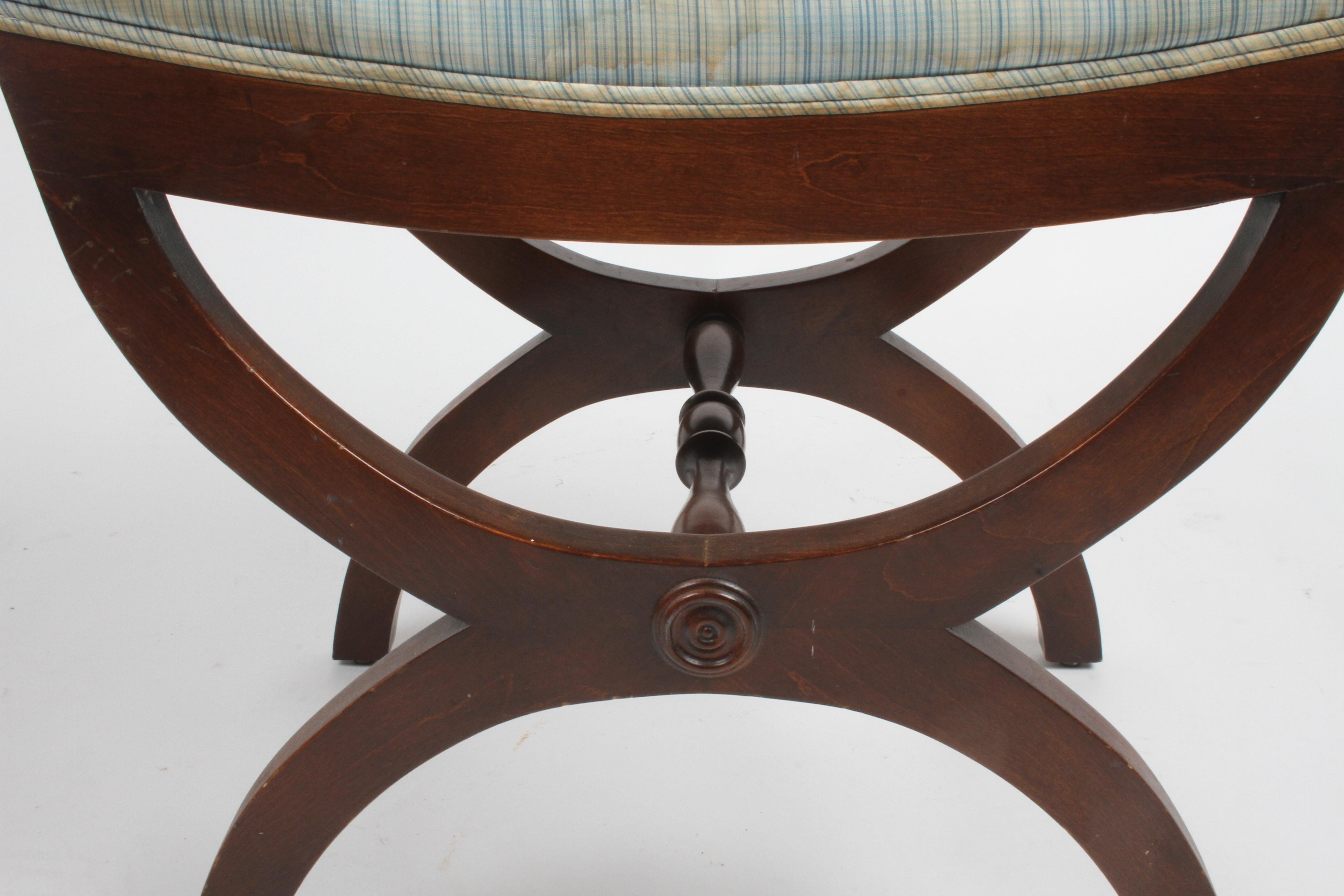 1940's Edward Wormley for Dunbar Mahogany Regency Style X Form Bench or Stool In Good Condition For Sale In St. Louis, MO