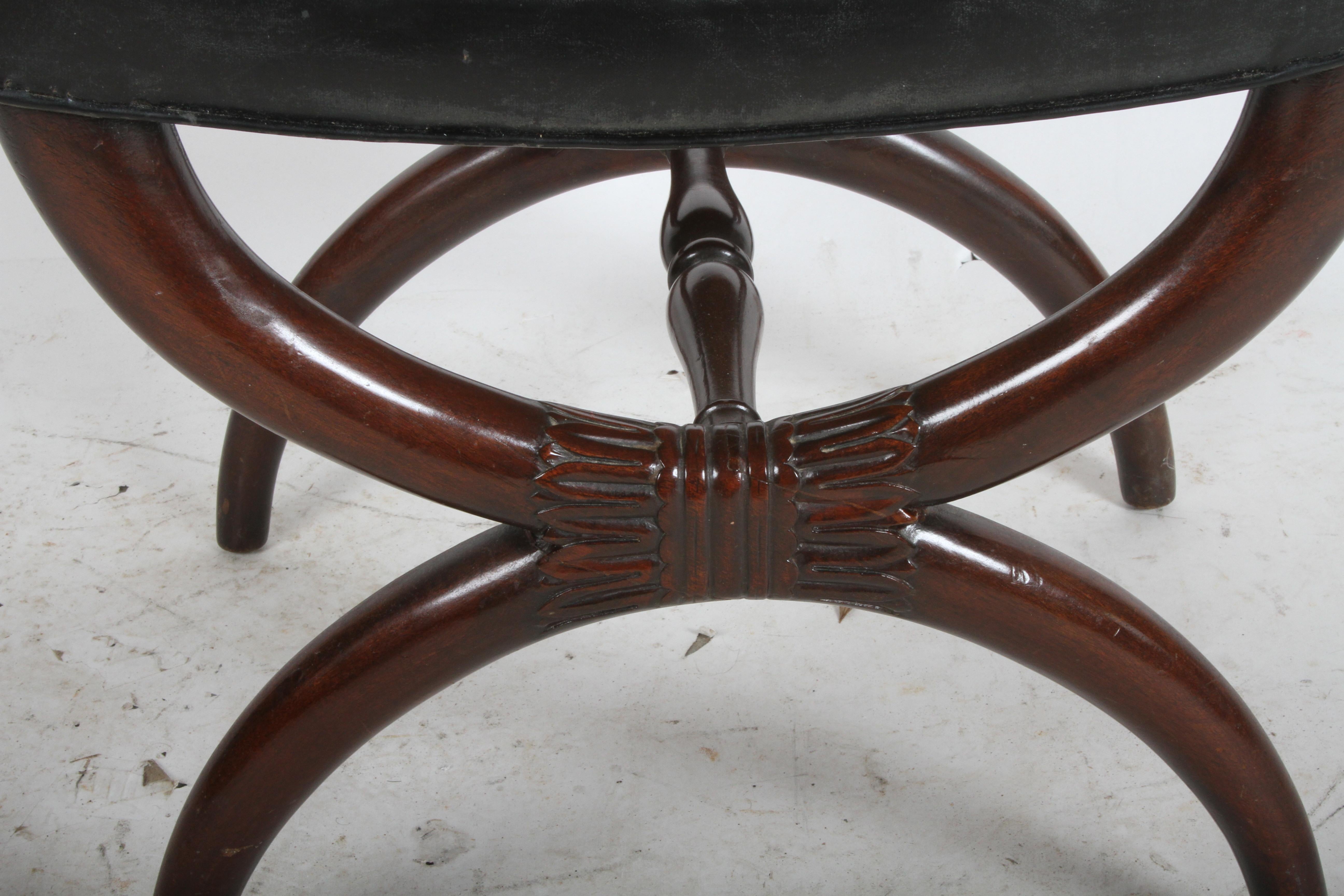 Leather 1940s Edward Wormley for Dunbar Regency X Form Bench or Stool